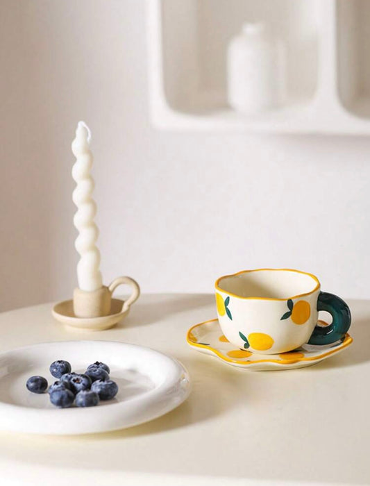 Ceramic Coffee Mug with Saucer Set