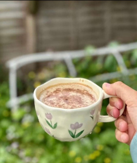 Hand Painted Flower Ceramic Mug