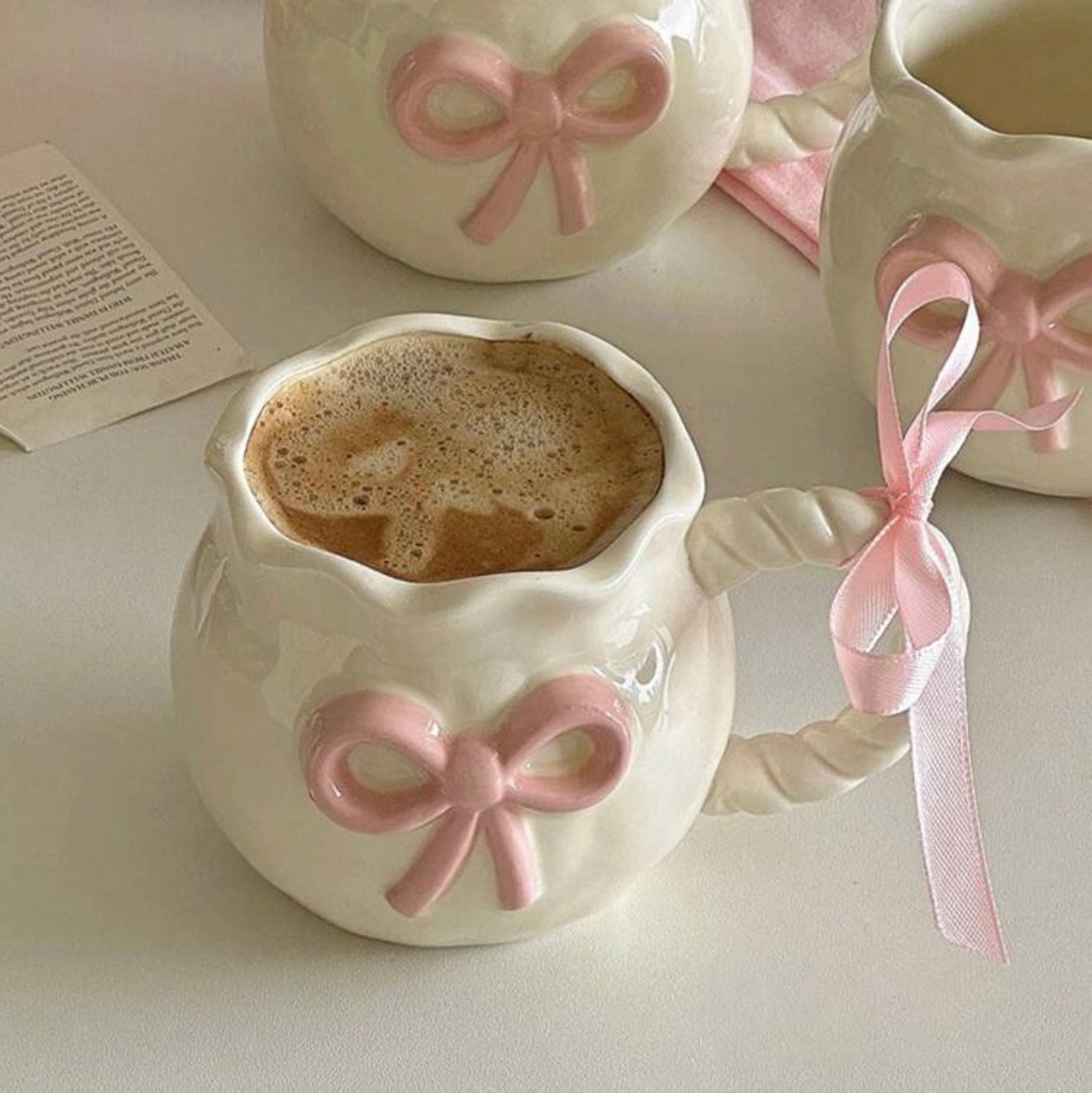 Ceramic Mug with Ribbon 🎀